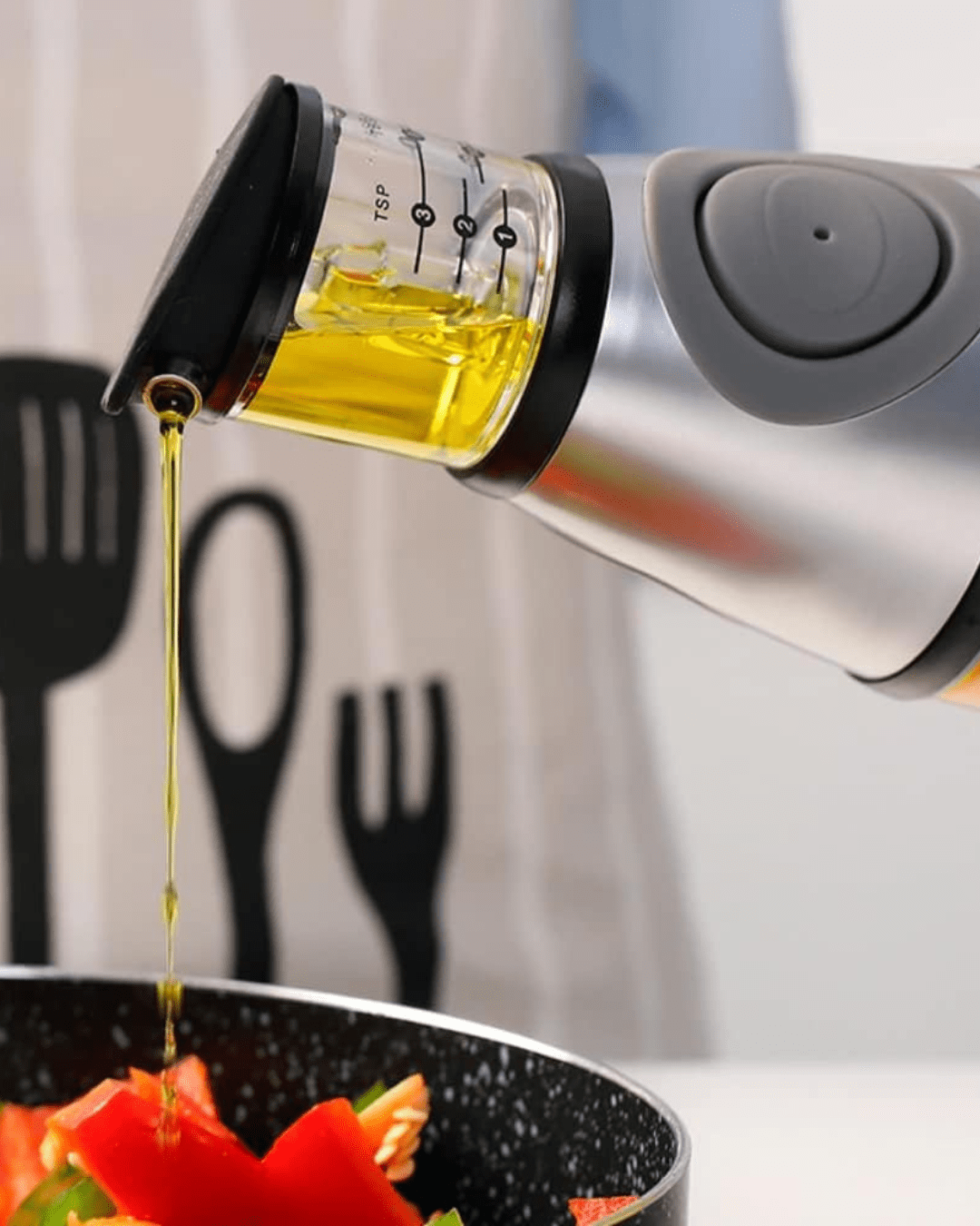 Press and Measure Glass Oil Dispenser