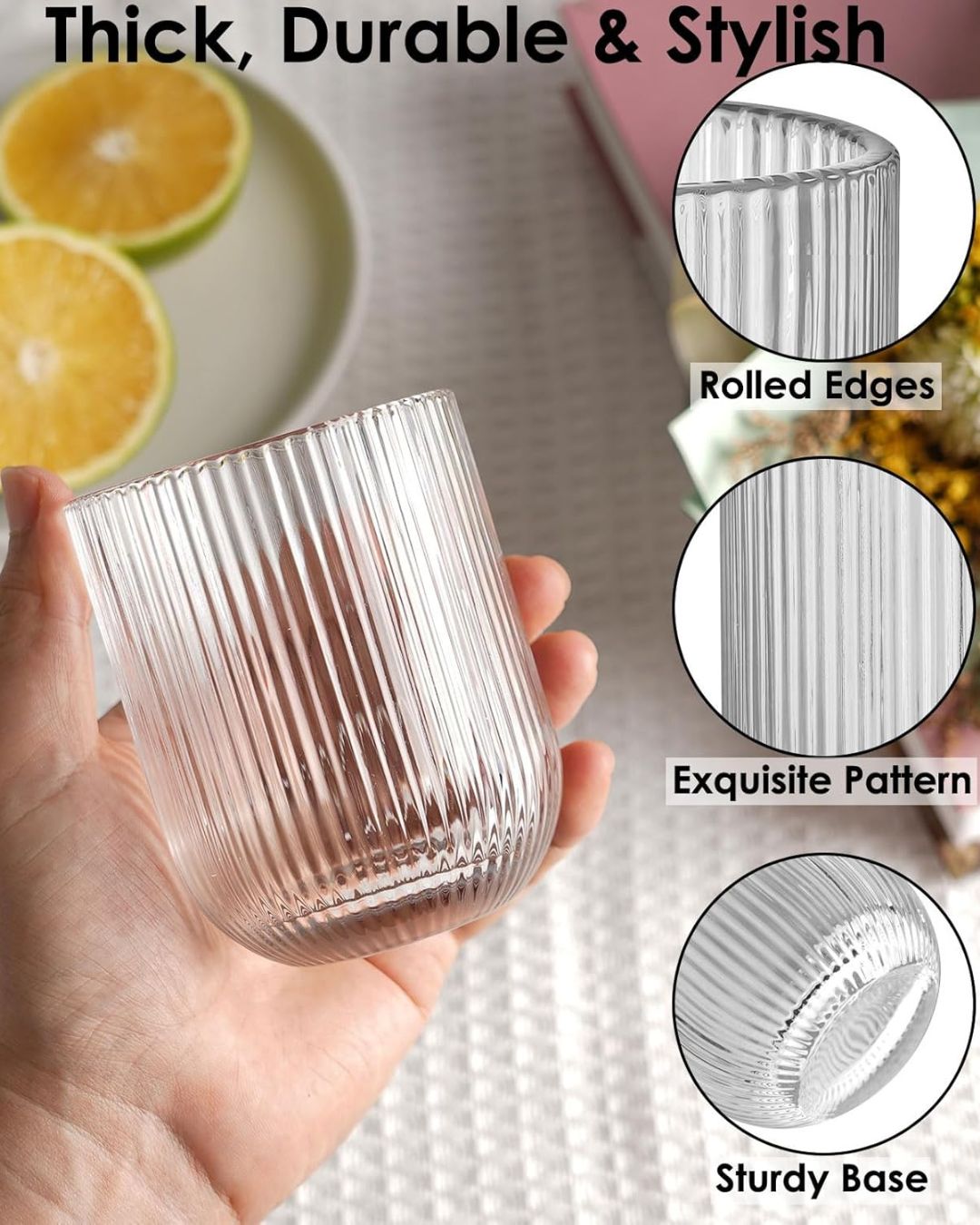 Vertical Stripe Jug Glass Set- 7 PCS