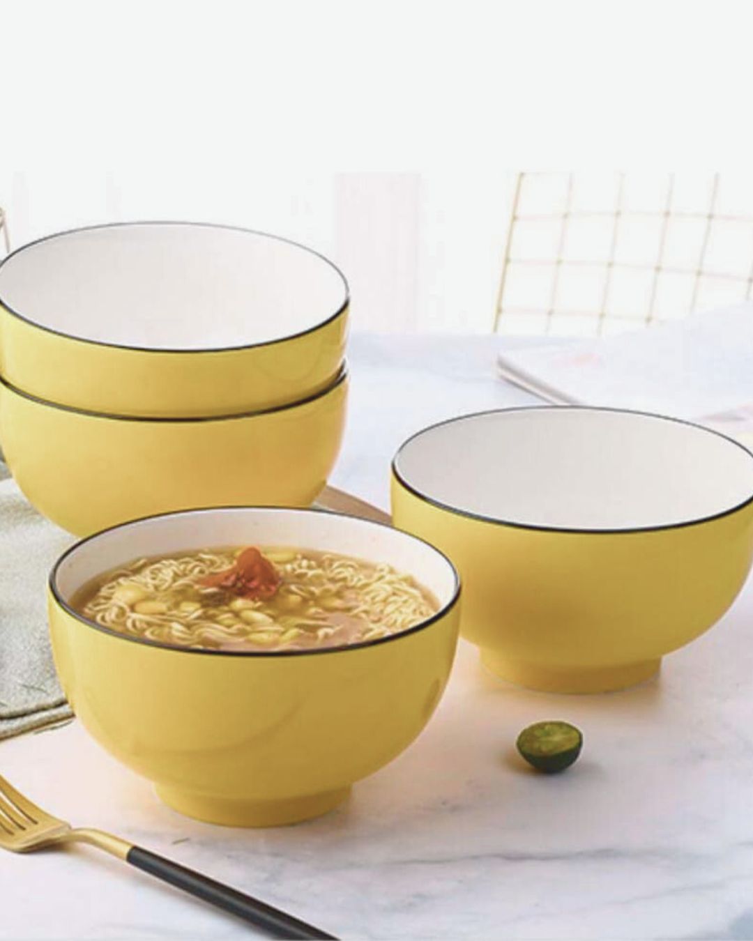 Colorful Round Bowl with Black Trim