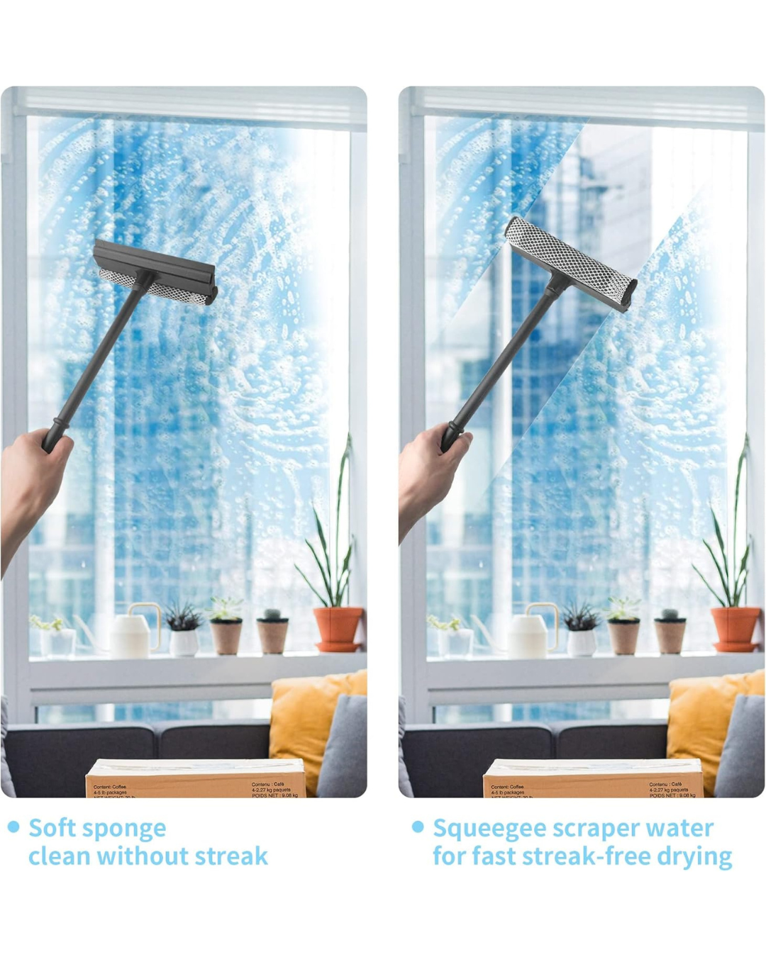 Window Squeegee with Scrubber
