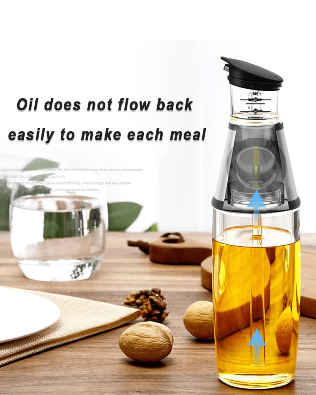 Press and Measure Glass Oil Dispenser