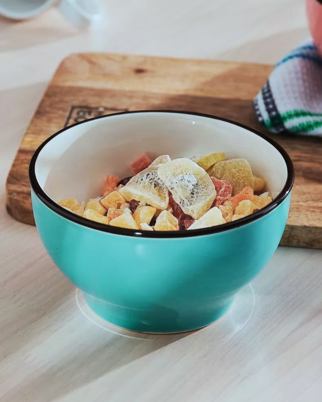 Colorful Round Bowl with Black Trim