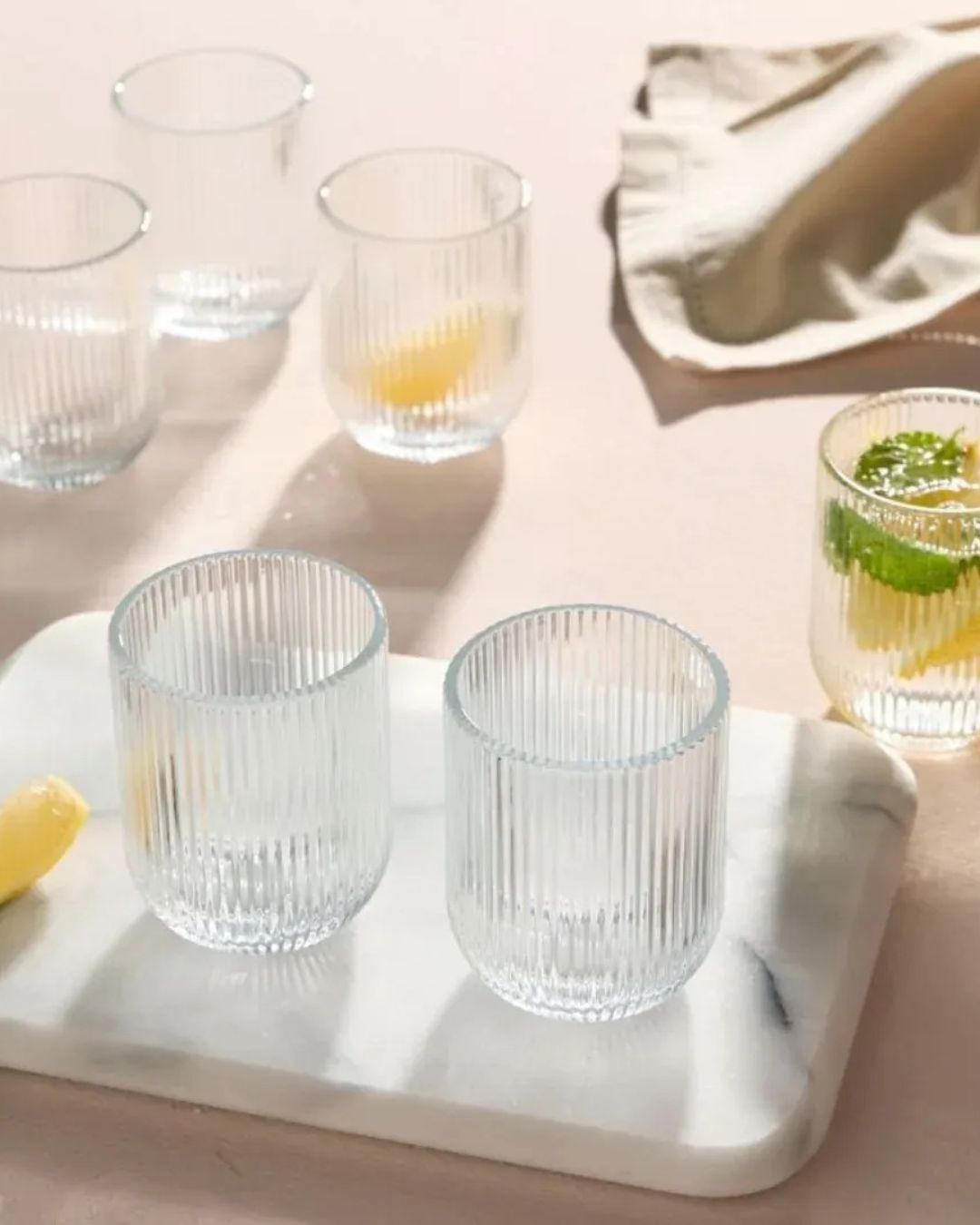 Vertical Stripe Jug Glass Set- 7 PCS