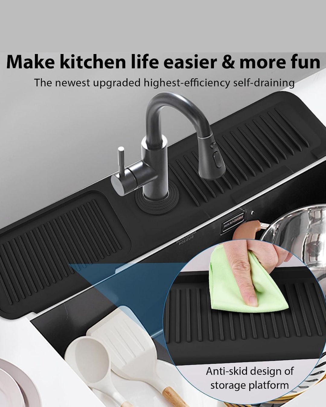 Silicone Draining Mat Around Tap