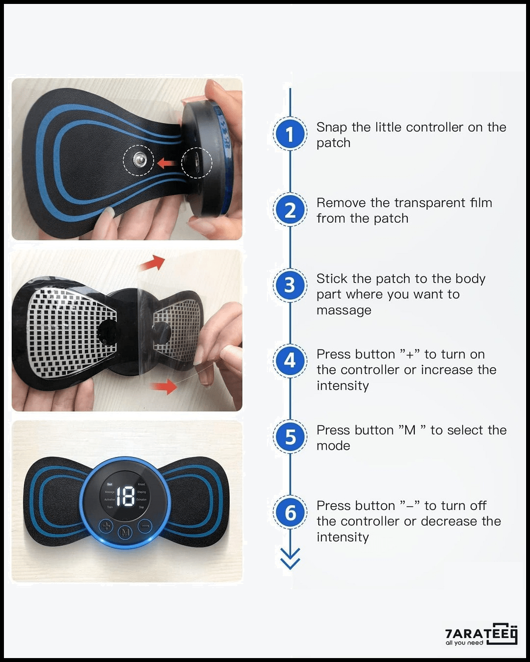 EMS Mini Portable Electric Neck, Back & Body Pain Relief Massager