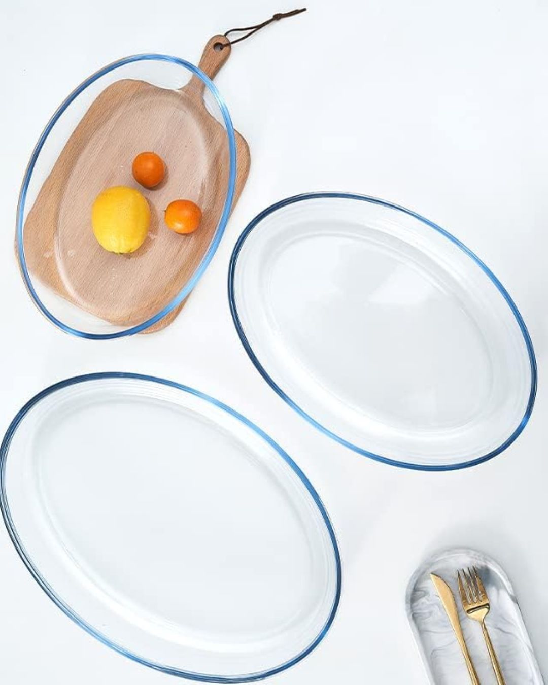 3 PCS Oval Borosilicate Glass Baking Dish