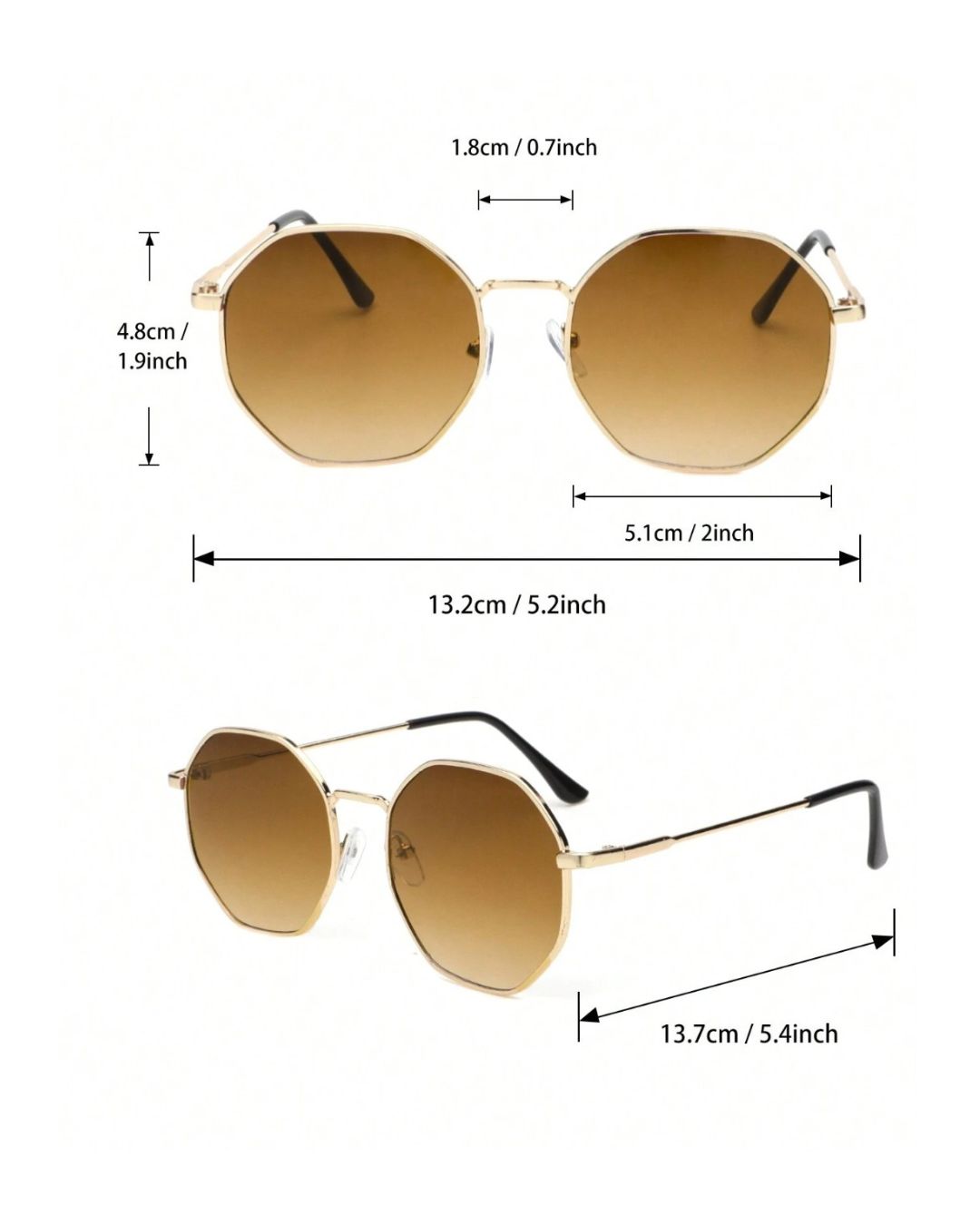 Classic Metal Geometric Frame Sunglasses
