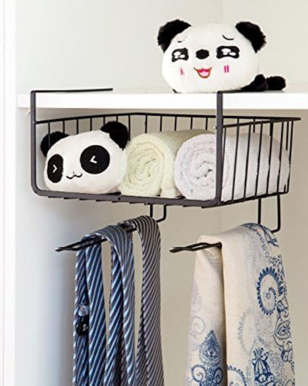 Under Shelf Storage Basket with Cup Holder