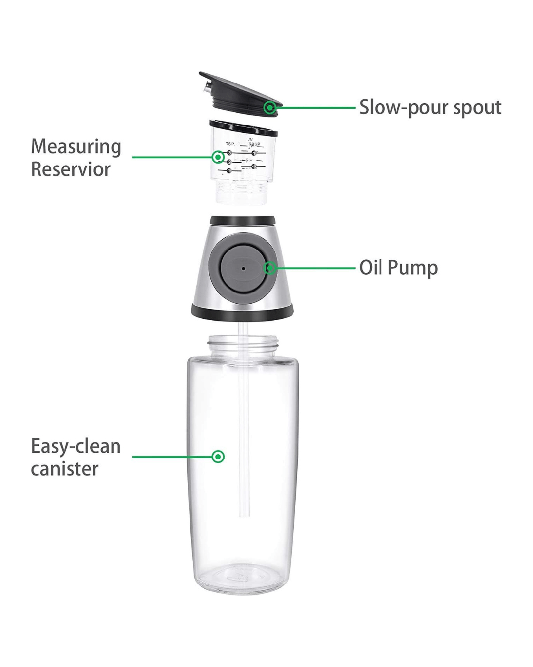 Press and Measure Glass Oil Dispenser