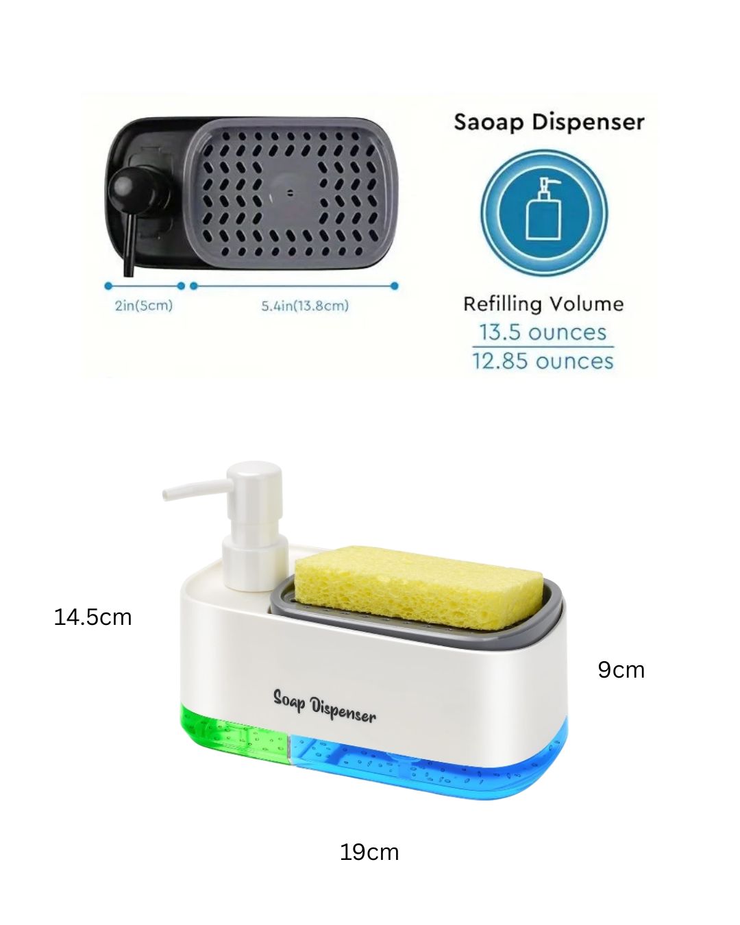Dual Soap Dispenser with Sponge Holder