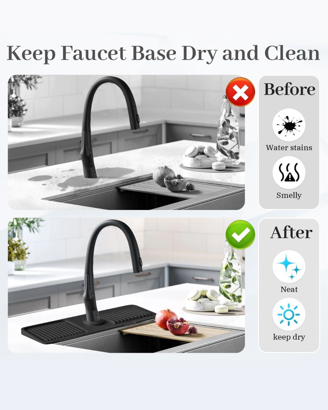 Silicone Draining Mat Around Tap