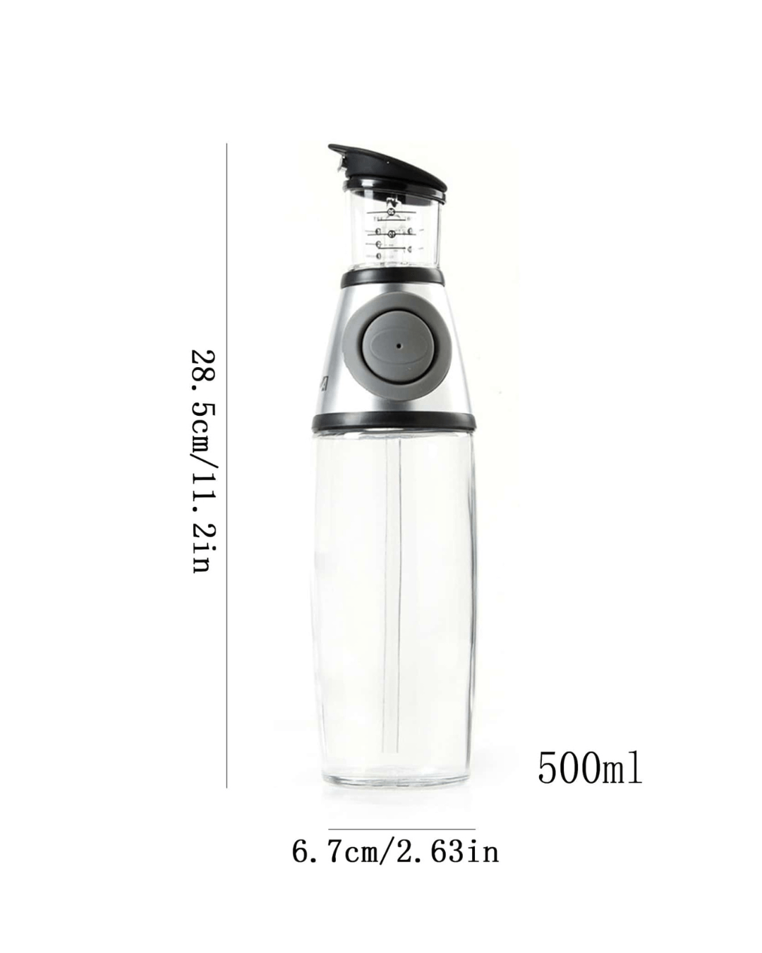 Press and Measure Glass Oil Dispenser
