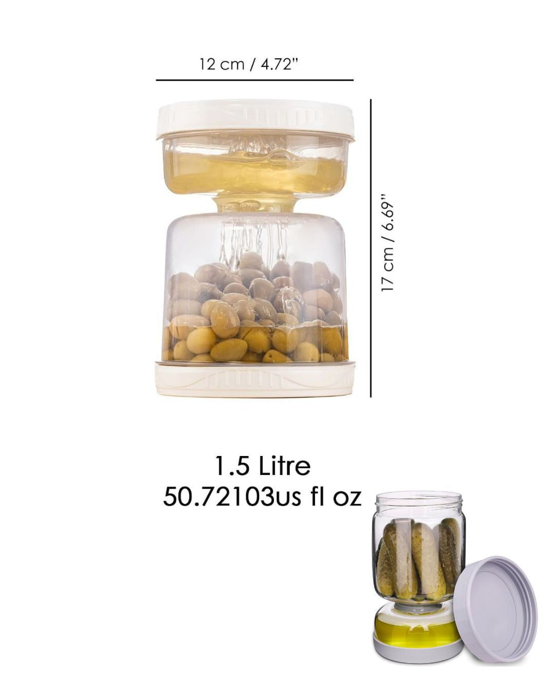 Pickle and Olive Flip Jar with Strainer