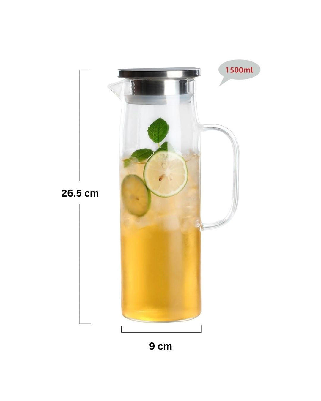 1.5L Glass Pitcher with Stainless Steel Lid