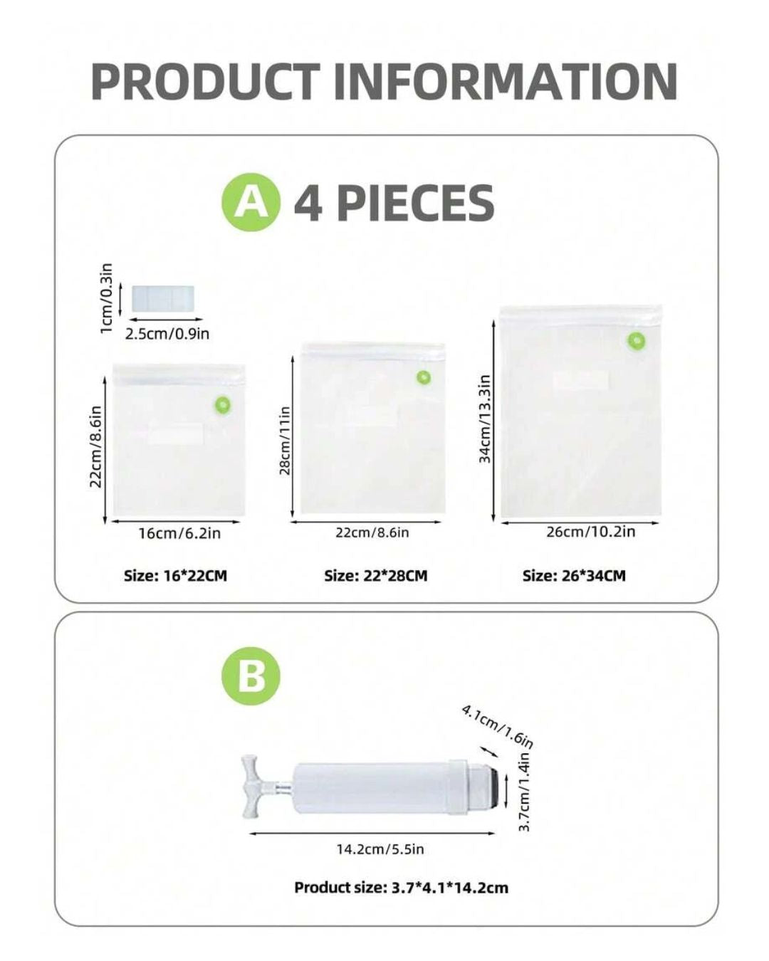 Reusable Vacuum Sealer Bags with Manual Pump
