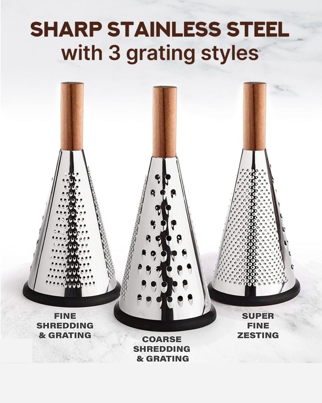 Cone Grater with Wooden Handle