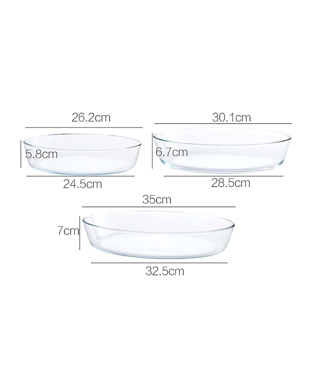 3 PCS Oval Borosilicate Glass Baking Dish
