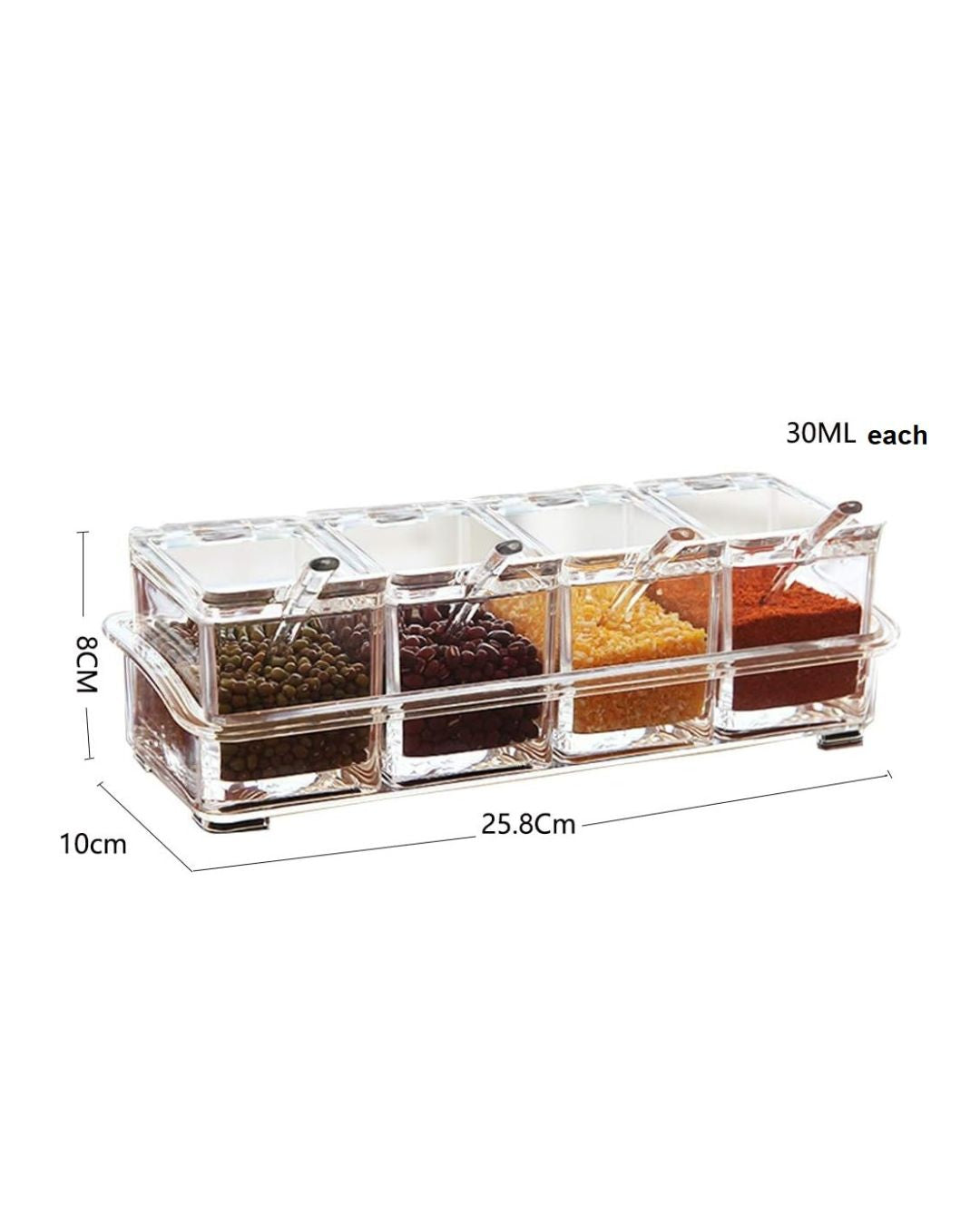Transparent Spice Box Serving Set with Spoons