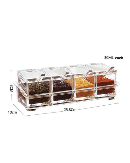 Transparent Spice Box Serving Set with Spoons