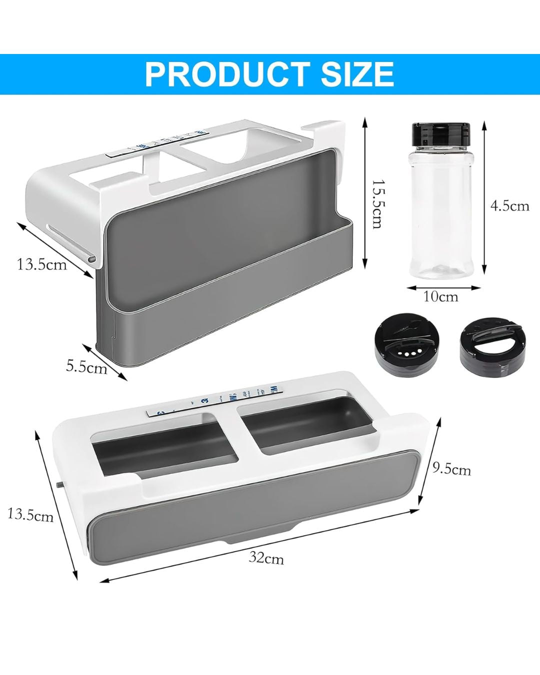 Retractable Spice Rack Organizer with 6 Jars