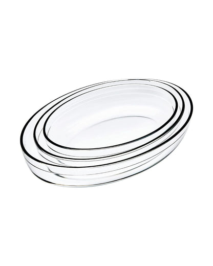 3 PCS Oval Borosilicate Glass Baking Dish