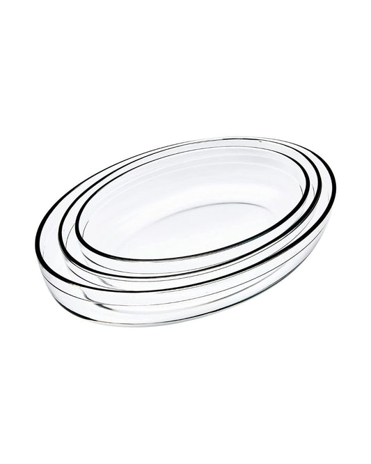 3 PCS Oval Borosilicate Glass Baking Dish