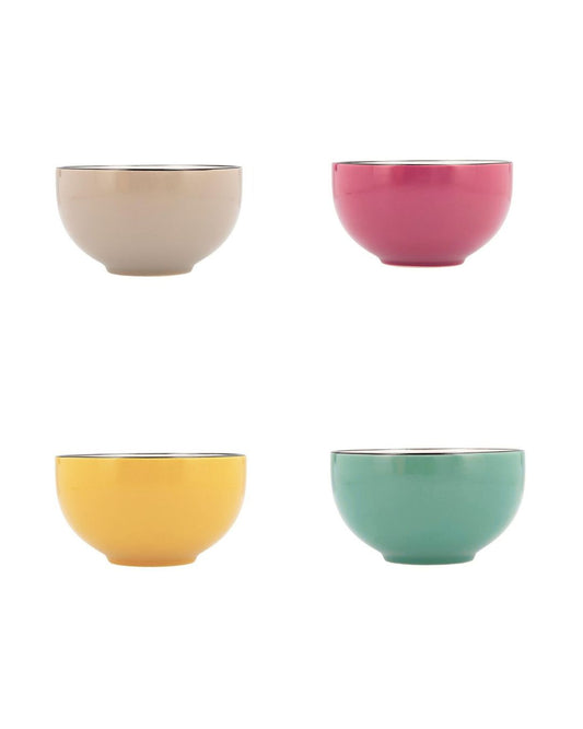 Colorful Round Bowl with Black Trim