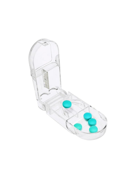 Portable Medication Storage Box with Integrated Pill Cutter