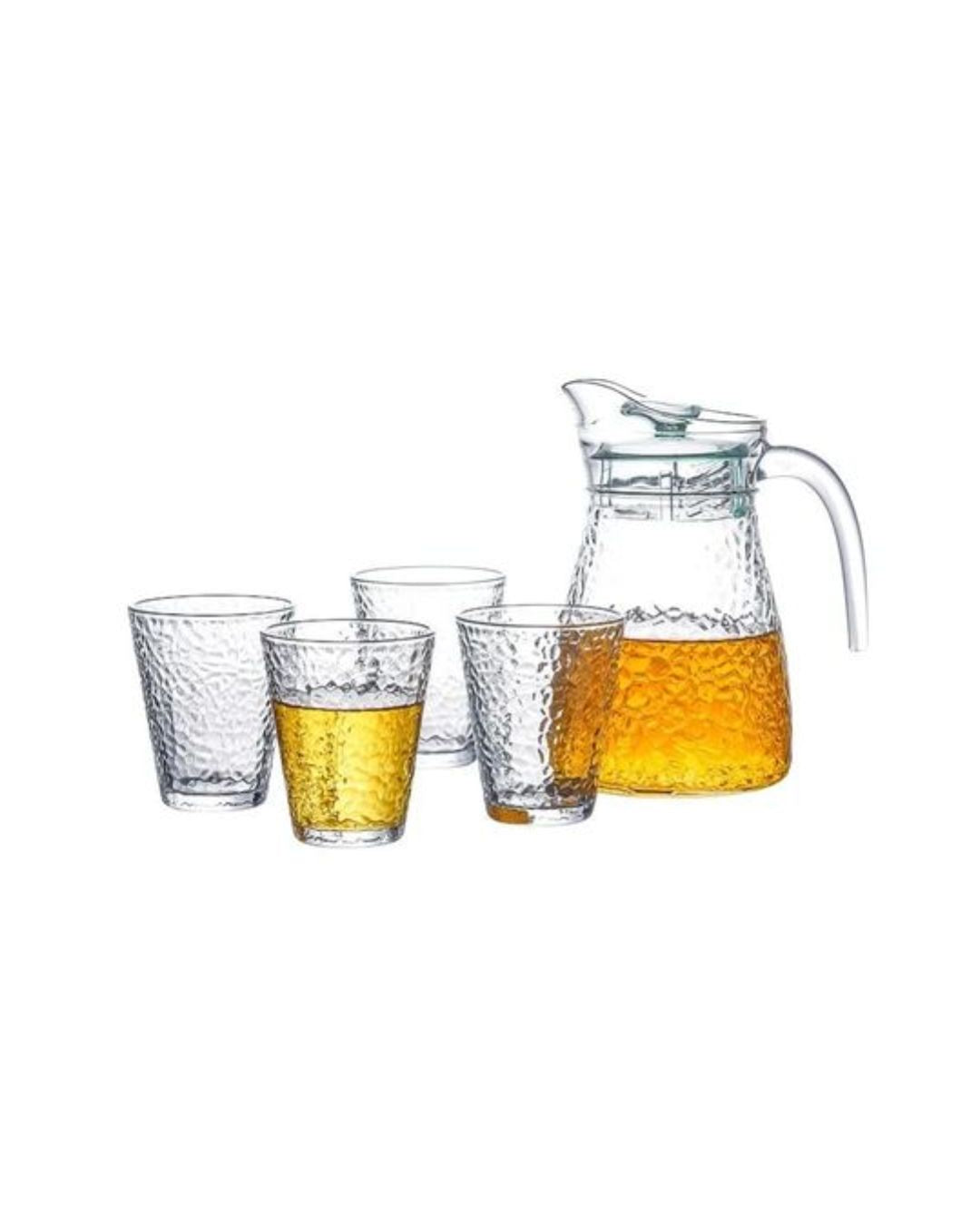 Textured Glass Jug and Tumbler Set of 5