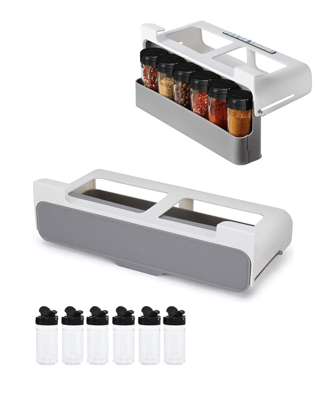 Retractable Spice Rack Organizer with 6 Jars