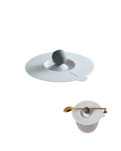 Silicone Cup Lid With Spoon Holder