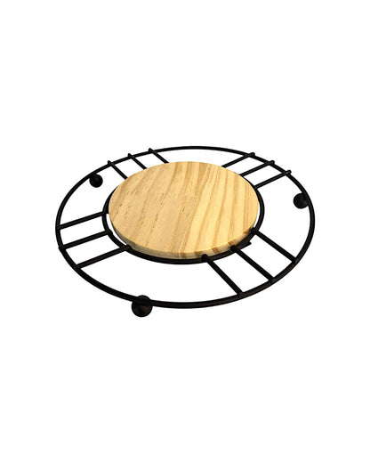 Metal Trivet with Wooden Centre