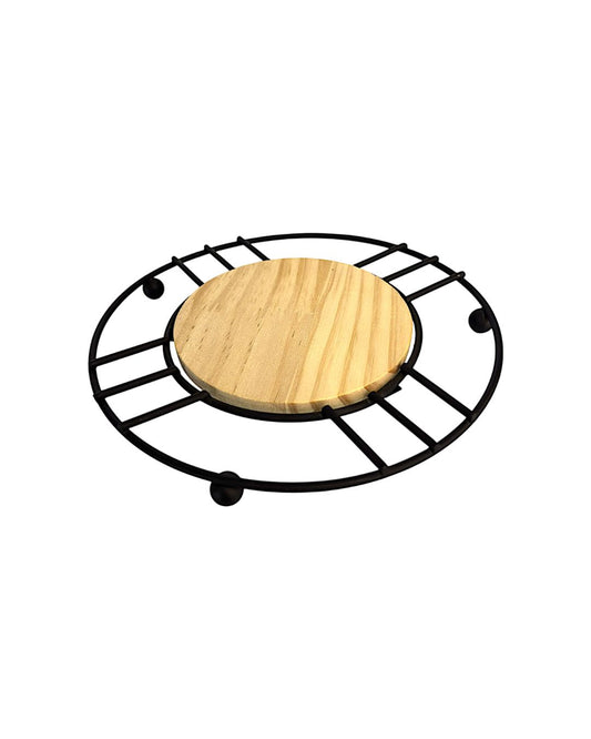 Metal Trivet with Wooden Centre