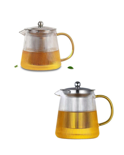 Borosilicate Glass Striped Teapot