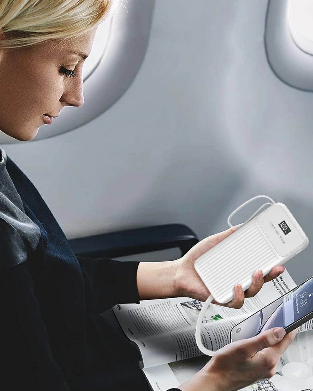 20000mAh Power Bank with Built in Cables
