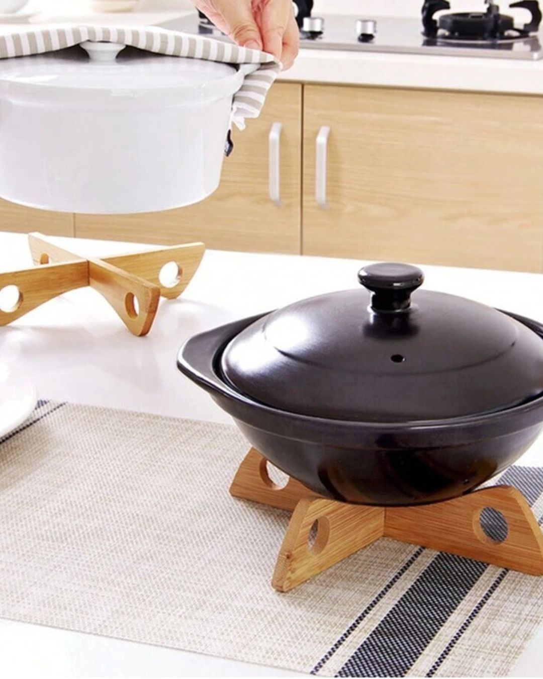 Bamboo Cross Pot Stand