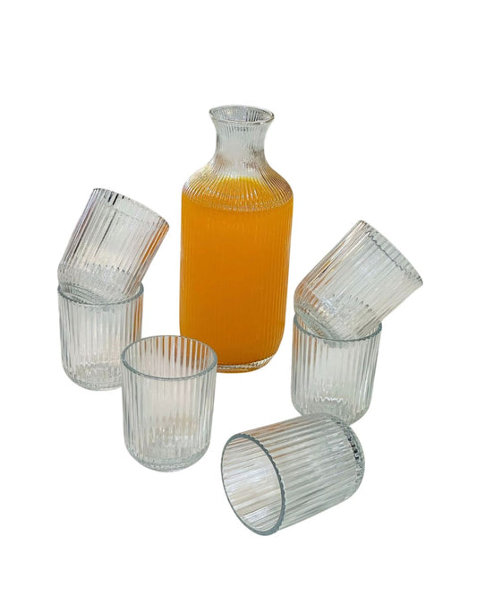 Vertical Stripe Jug Glass Set- 7 PCS