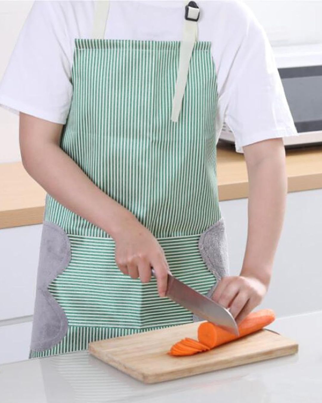 Striped Cooking Apron with Wipe Hands