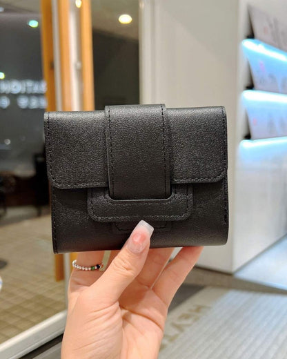 Small Leather Snap Button Wallet