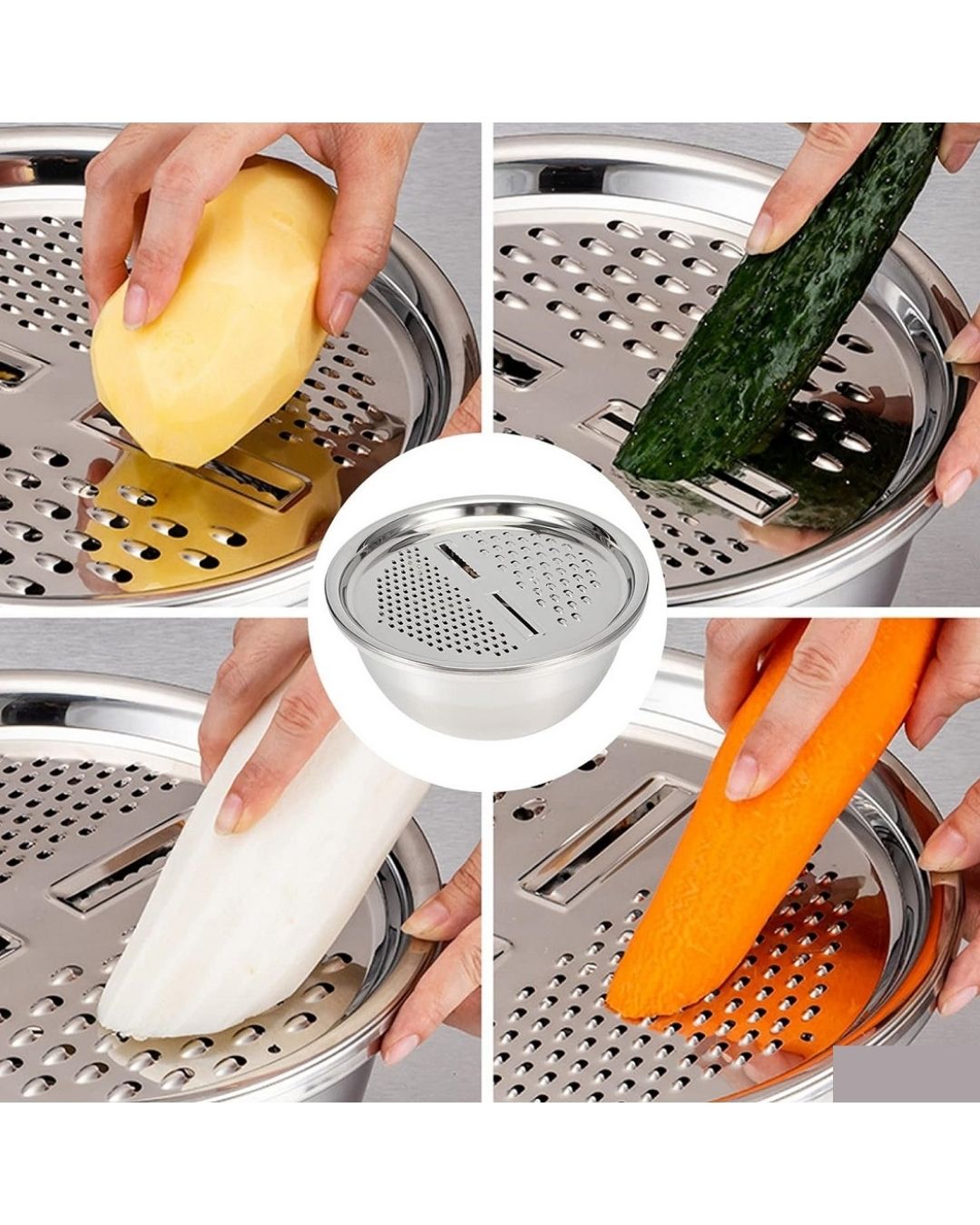 2 in 1 Stainless Steel Multifunctional Grater Basin
