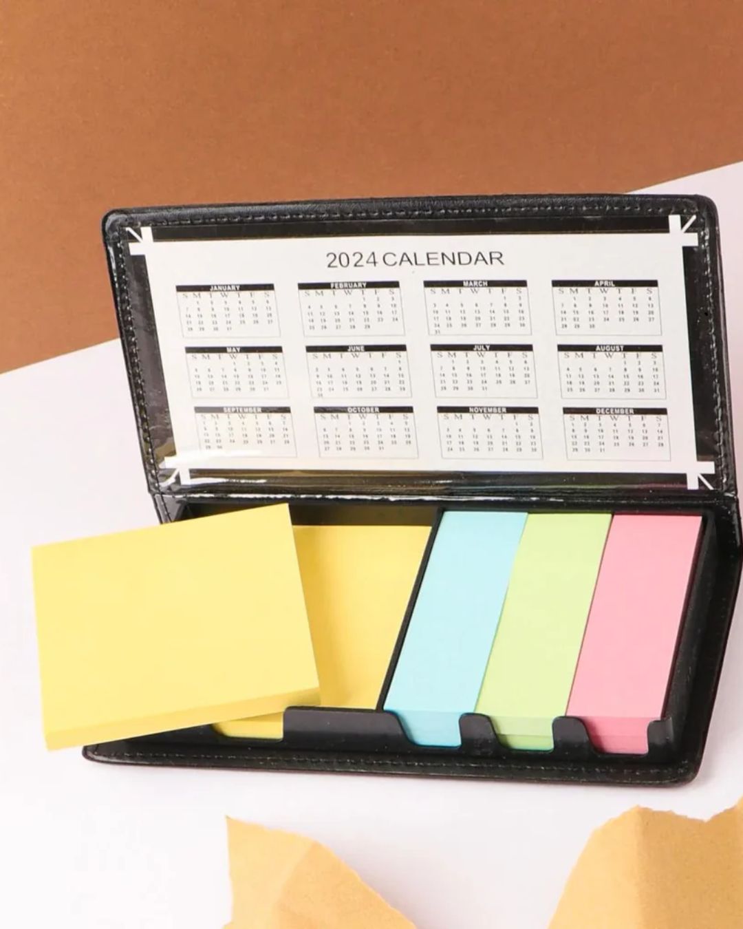 5 In 1 Sticky Notes Leather Box