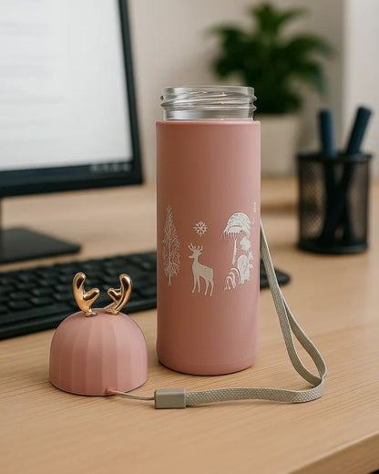 Reindeer Shape Glass Water Bottle