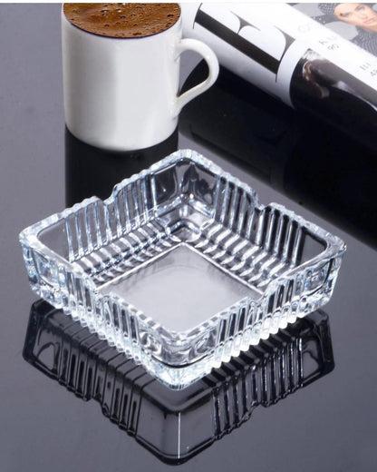 Square Crystal Glass Smoking Ashtray