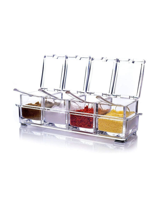 Transparent Spice Box Serving Set with Spoons