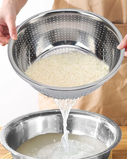 Multifunction Stainless Steel Basin with Strainer Set