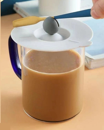 Silicone Cup Lid With Spoon Holder