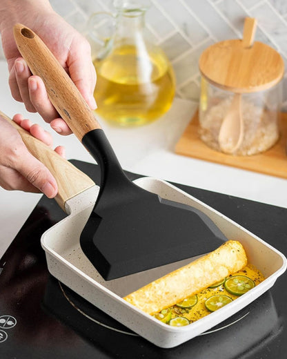 Silicone Wide Spatula Turner with Wooden Handle