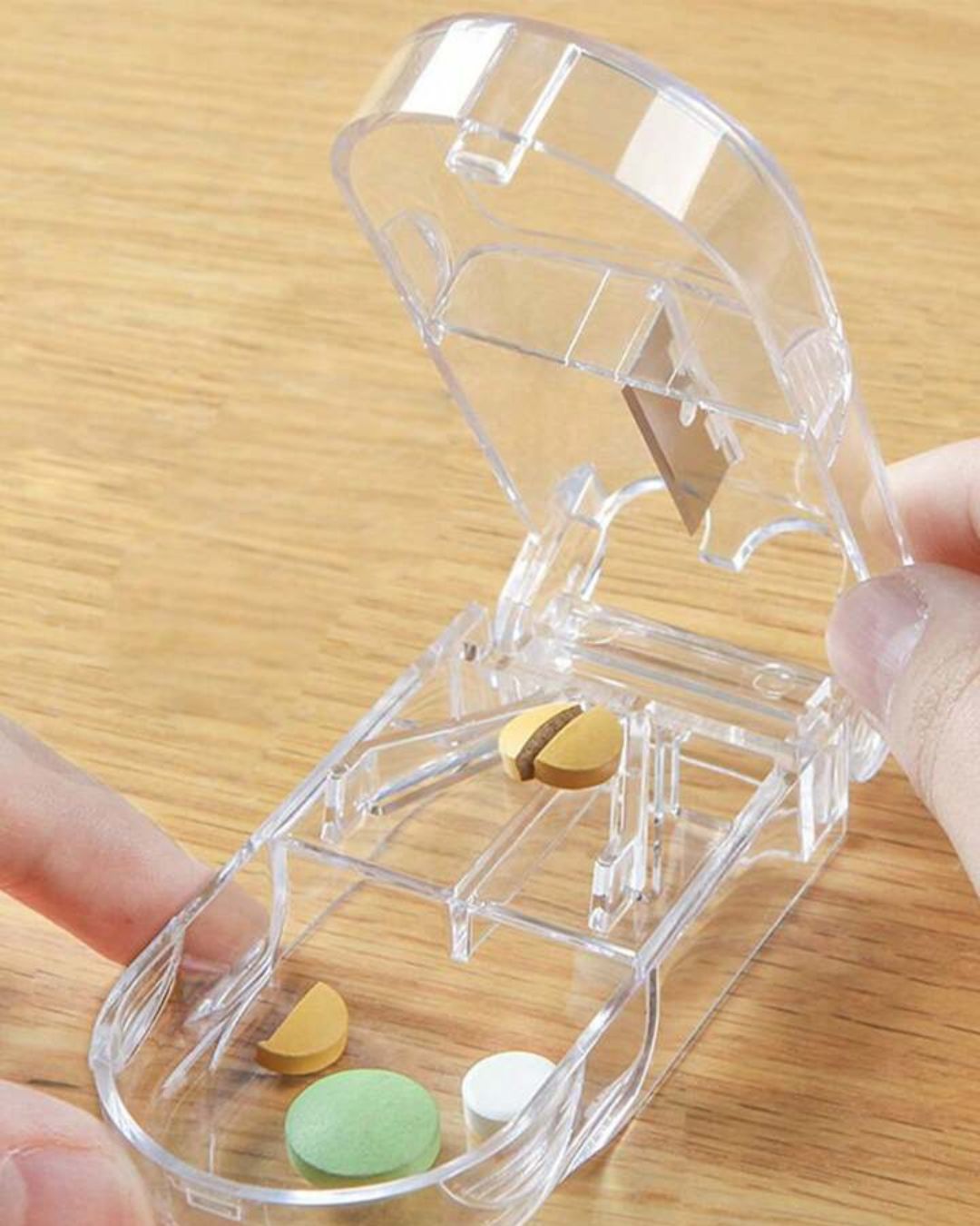 Portable Medication Storage Box with Integrated Pill Cutter