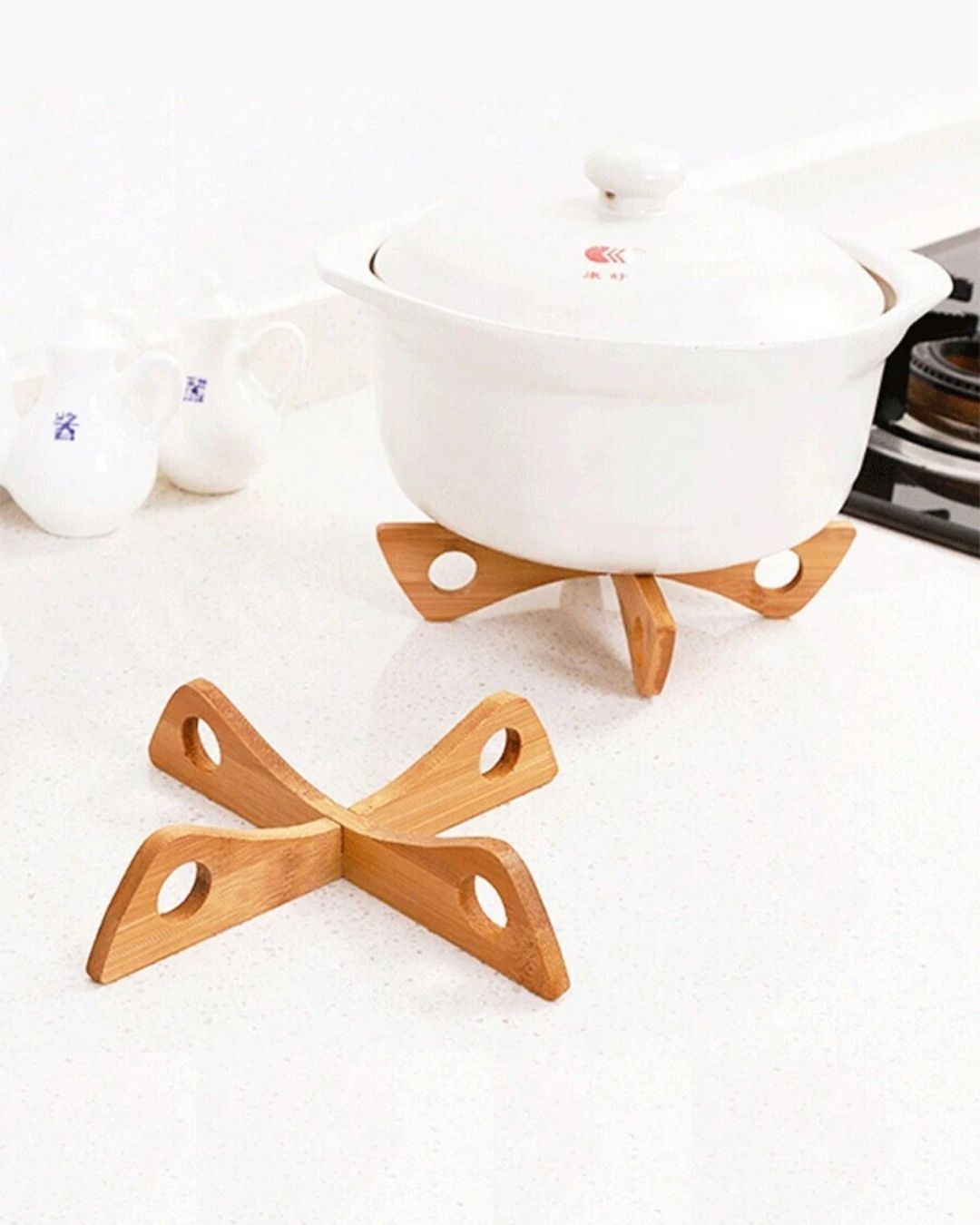 Bamboo Cross Pot Stand