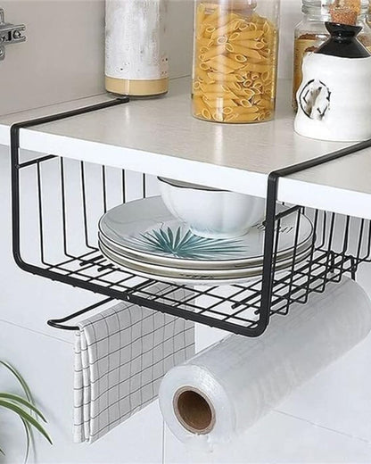 Under Shelf Storage Basket with Cup Holder